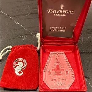 Waterford 12 Days of Christmas Crystal Ornament - Maids a-Milking with Red Case